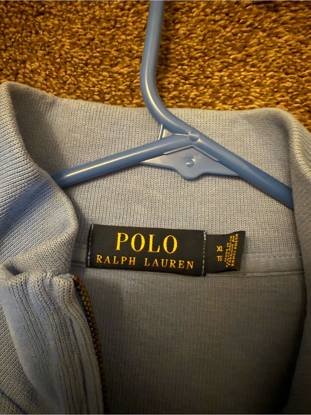 Polo by Ralph Lauren Men’s light Blue & yellow Quarter-Zip Sweater - Picture 6 of 7